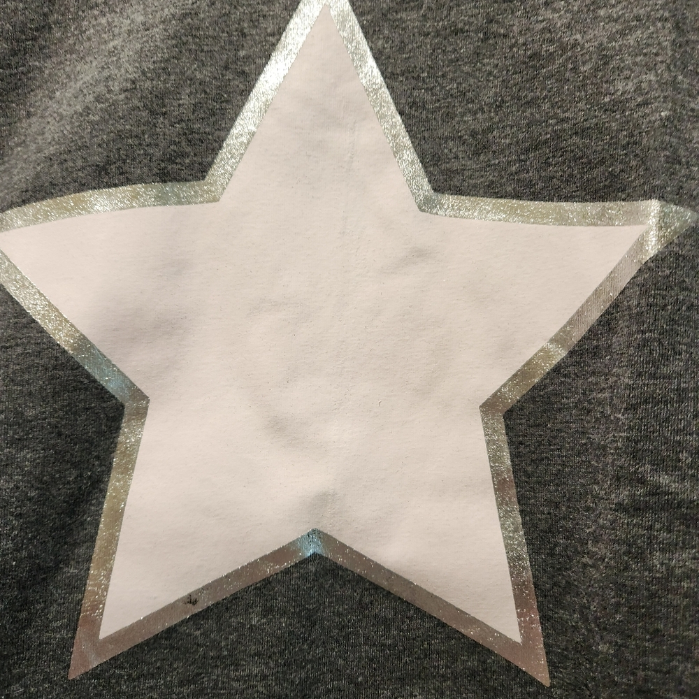 Kidpik Girls Gray Metallic Silver Star Football Graphic Tee Shirt Size XL 14 - Picture 5 of 10